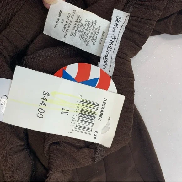 Bleeker McDonald Pants Woman 2X  Wide Leg Pull‎ On Brown Stretch Casual Travel - Picture 6 of 9